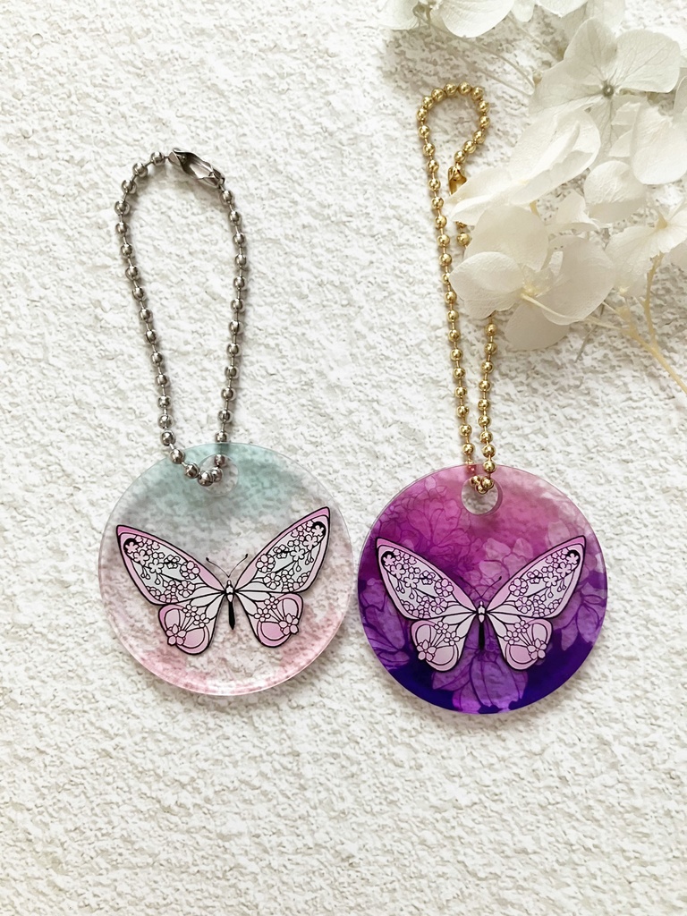 【桜蝶】2種　桜・夜桜アクリルキーホルダー