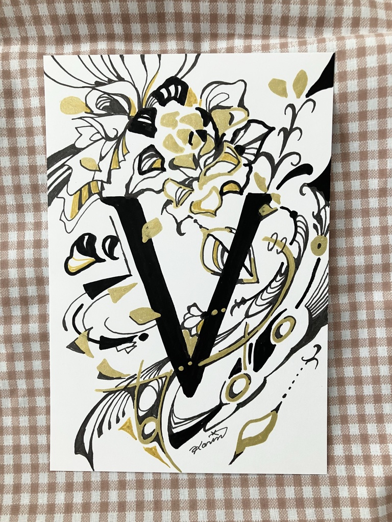 手描きイラスト アルファベットと模様・A~Z 26枚