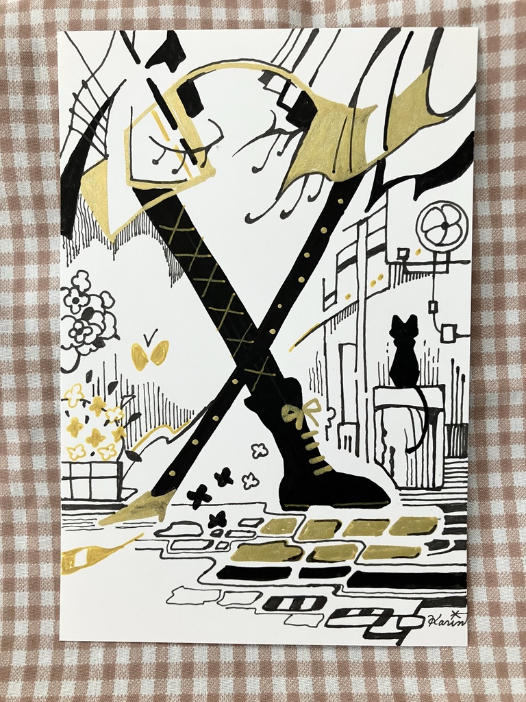 手描きイラスト アルファベットと模様・A~Z 26枚