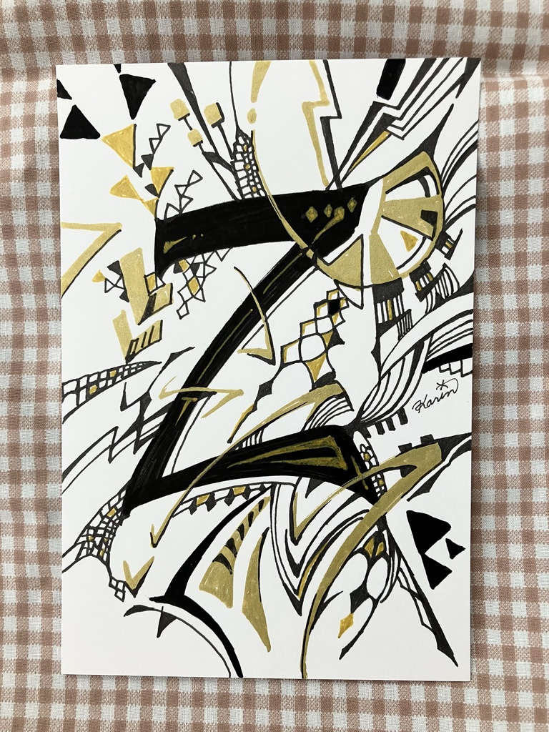 手描きイラスト アルファベットと模様・A~Z 26枚