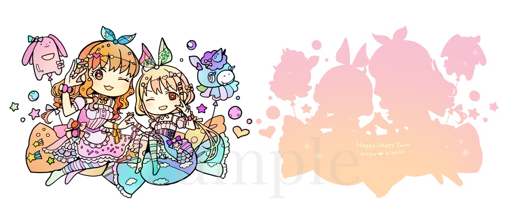 双葉杏ちゃん、諸星きらりちゃんの『HappyHappyTwin』アクリルキーホルダー・アクリルスタンド