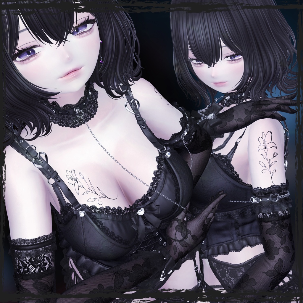 百合の花のタトゥー 【VRC想定/デカール】【フル8K】