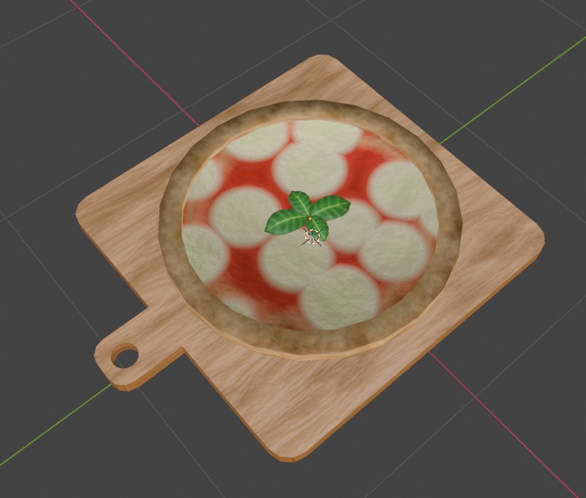 【もりのカフェ】マルゲリータピザ(木製プレート付き)3Dモデル