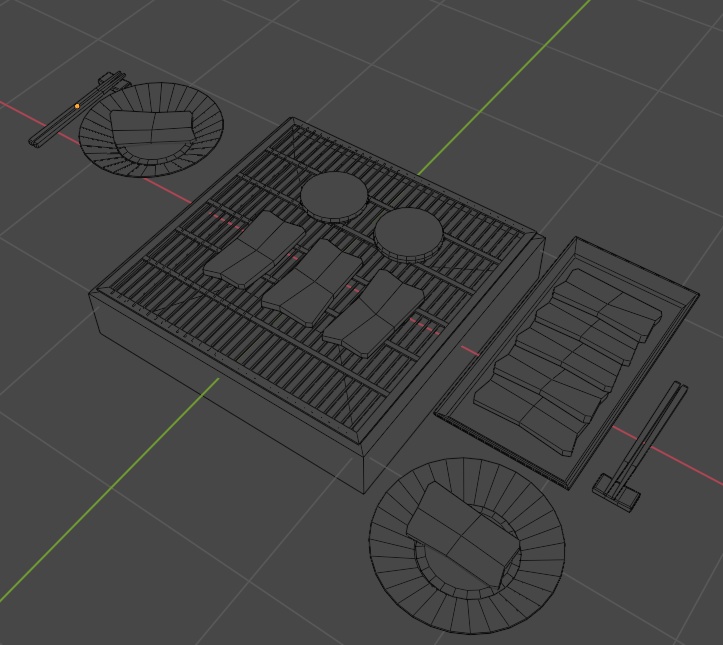 【もりのカフェ】BBQ/焼き肉セット(3Dモデル)※一部FREEお試しあり
