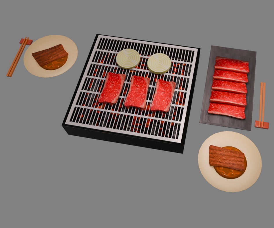 【もりのカフェ】BBQ/焼き肉セット(3Dモデル)※一部FREEお試しあり
