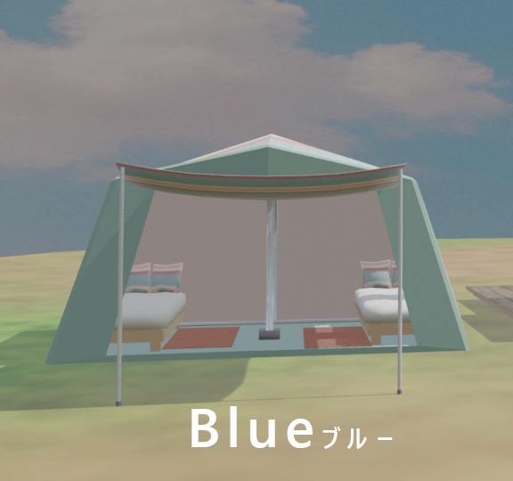 【もりのカフェ】キャンプ用テントセット(2色展開)3Dモデル