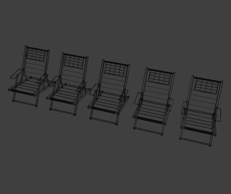 【もりのマリン】リゾートチェア5脚セット 3Dモデル