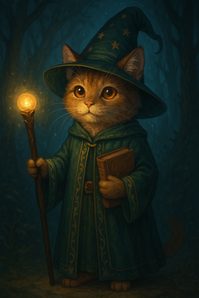 魔法猫シリーズ サンプル素材|ルミナの立ち絵・表情パーツ付き