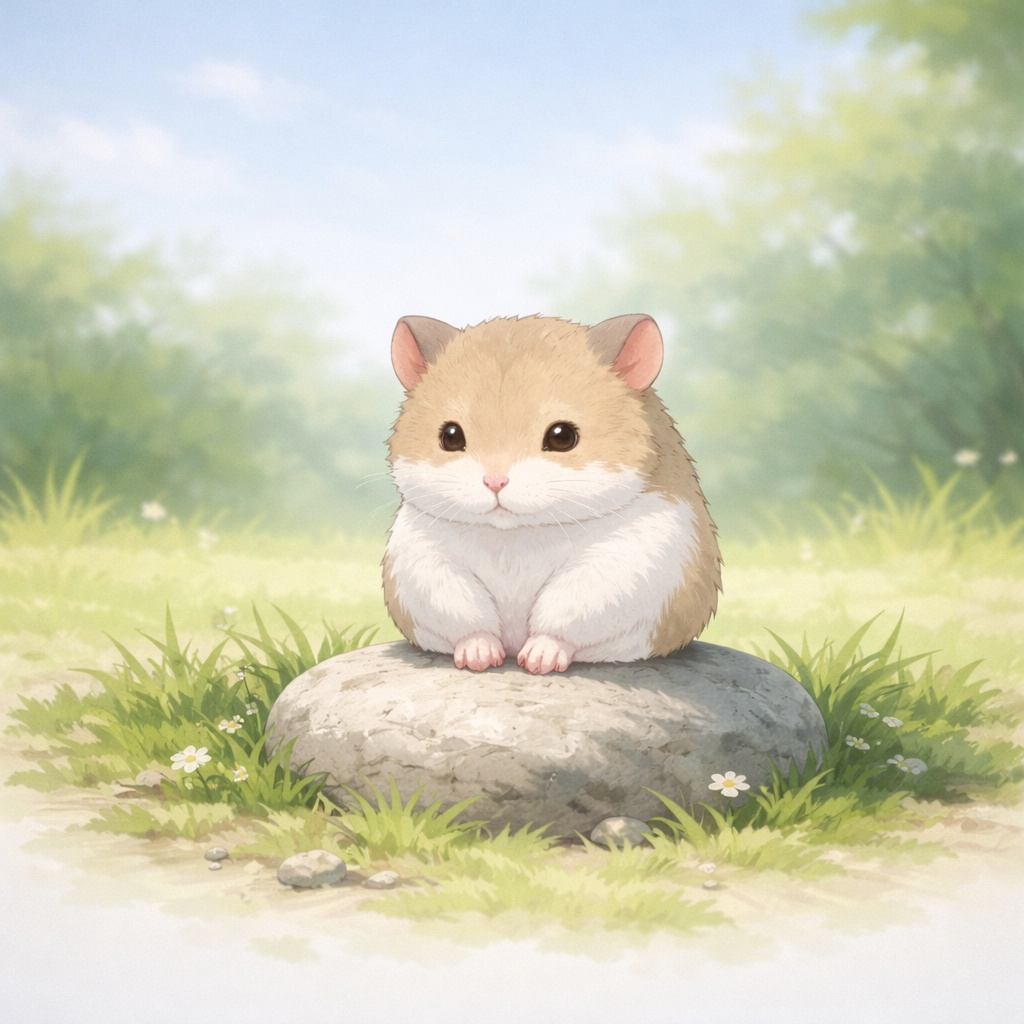 石の上に座るハムスター