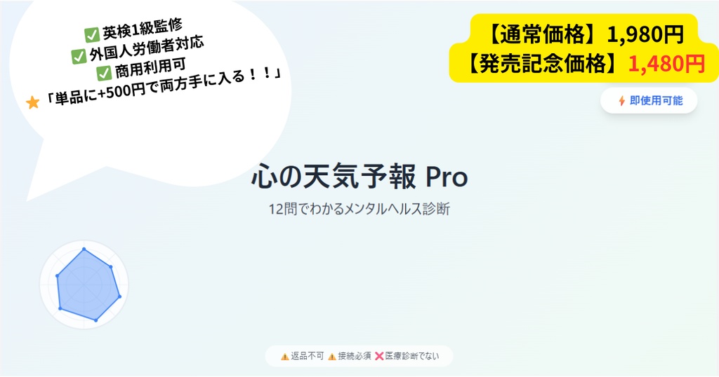 【Complete Pack】メンタルヘルス診断ツール 日英セット版|英検1級監修|460円お得・商用利用可