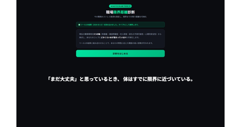 職場で心が壊れる前に使うツール ― 適性診断×限界距離診断セット
