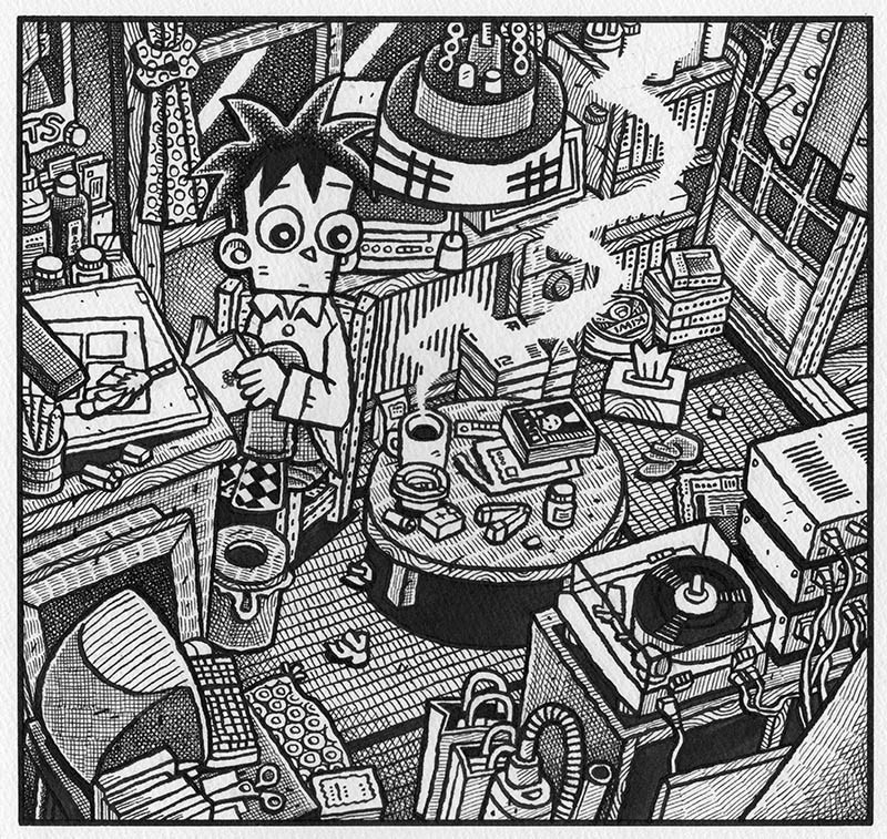 イラスト原画「部屋の中」