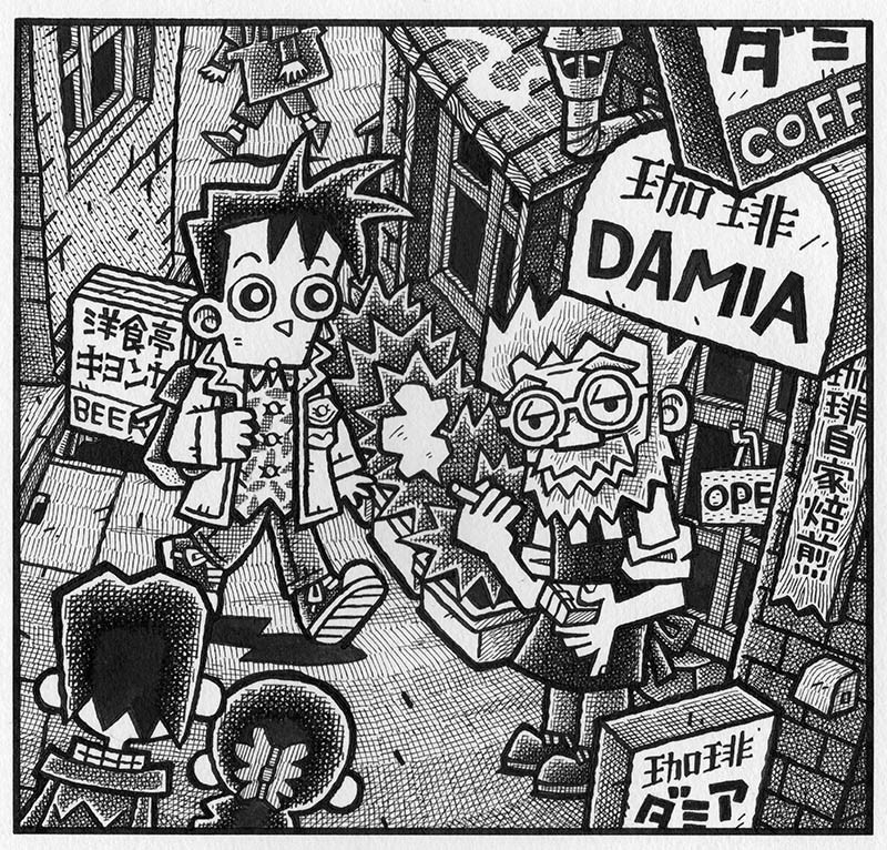 イラスト原画「喫茶店ダミア」