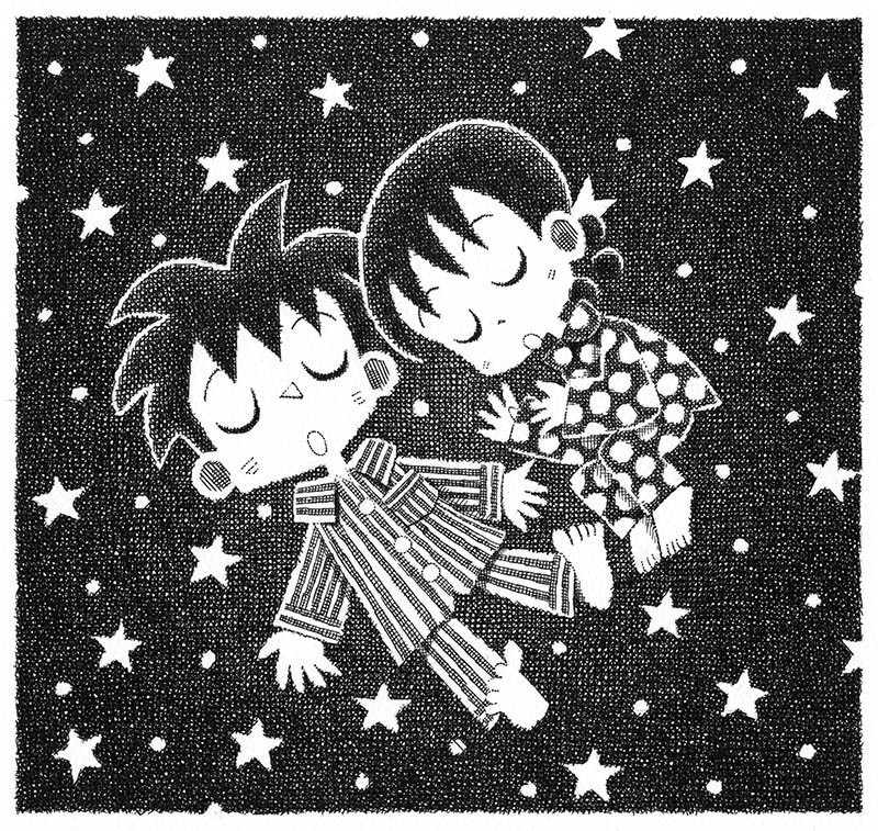 イラスト原画「イビキと寝息」