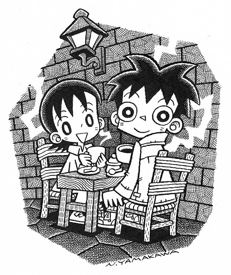 イラスト原画「思い出の店」