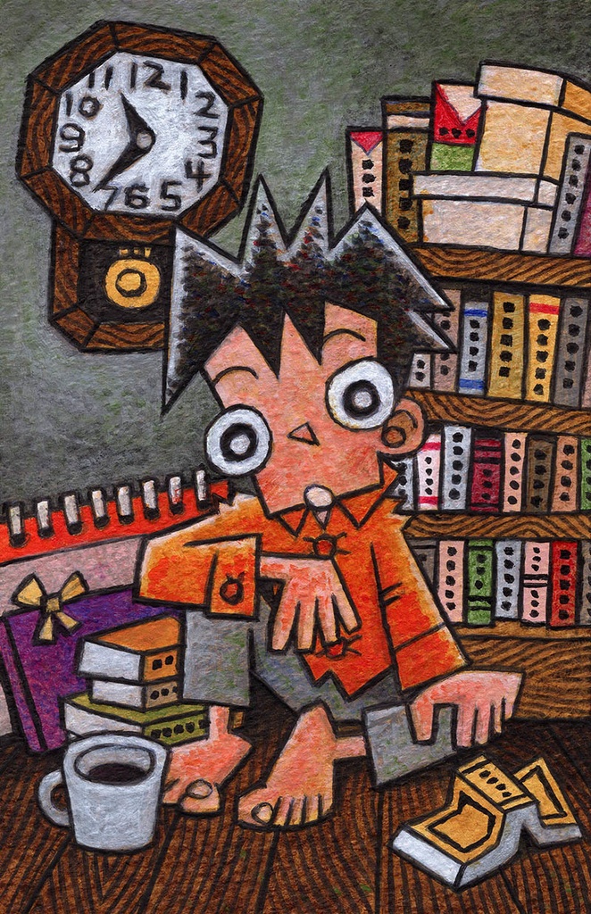 イラスト原画『ひとり部屋にいて