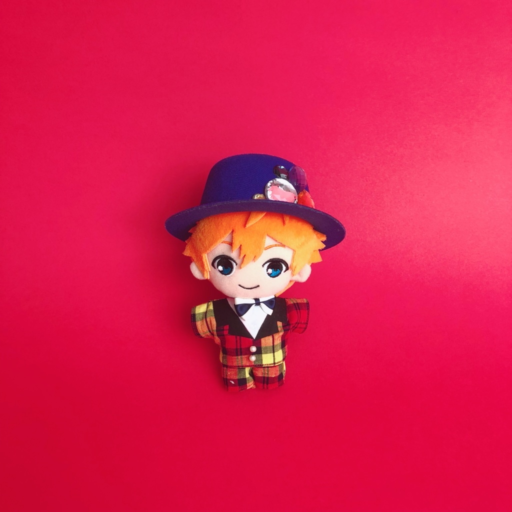 ぬい用チェックスーツ&ハット(イエロー/ブルー)