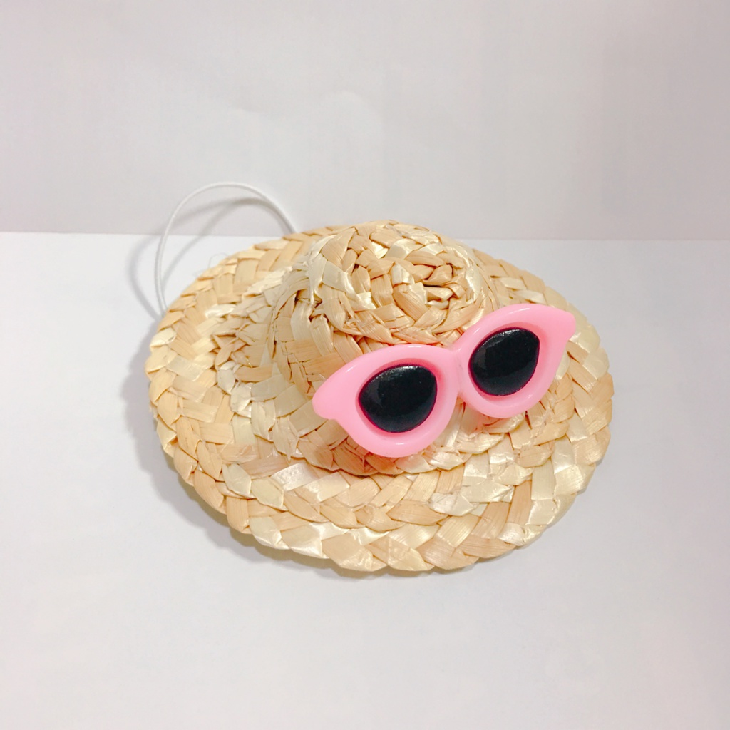 ぬい用麦わら帽子ピンク(ラウンド)