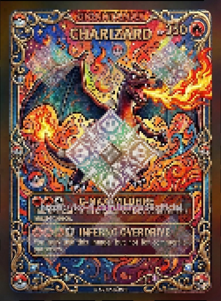 TCG Charizard Batik Digital Asset Trading Card Fan Art Custom Card