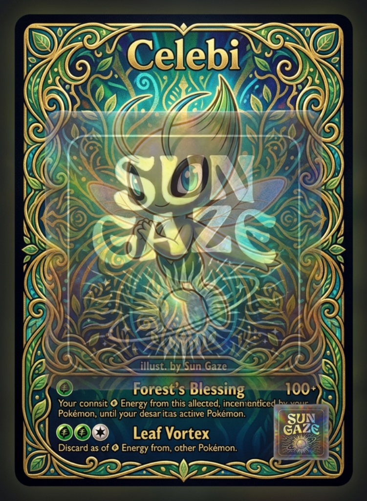 TCG Pokemon Celebi - Digital Asset Trading Card Fan Art Custom