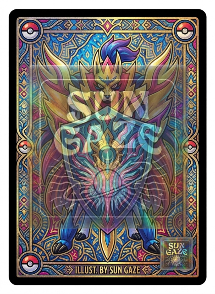 TCG Pokemon Zamazenta - Digital Asset Trading Card Fan Art Custom