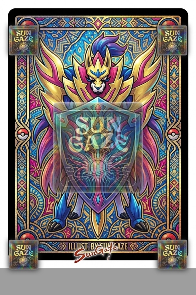 TCG Pokemon Zamazenta - Digital Asset Trading Card Fan Art Custom