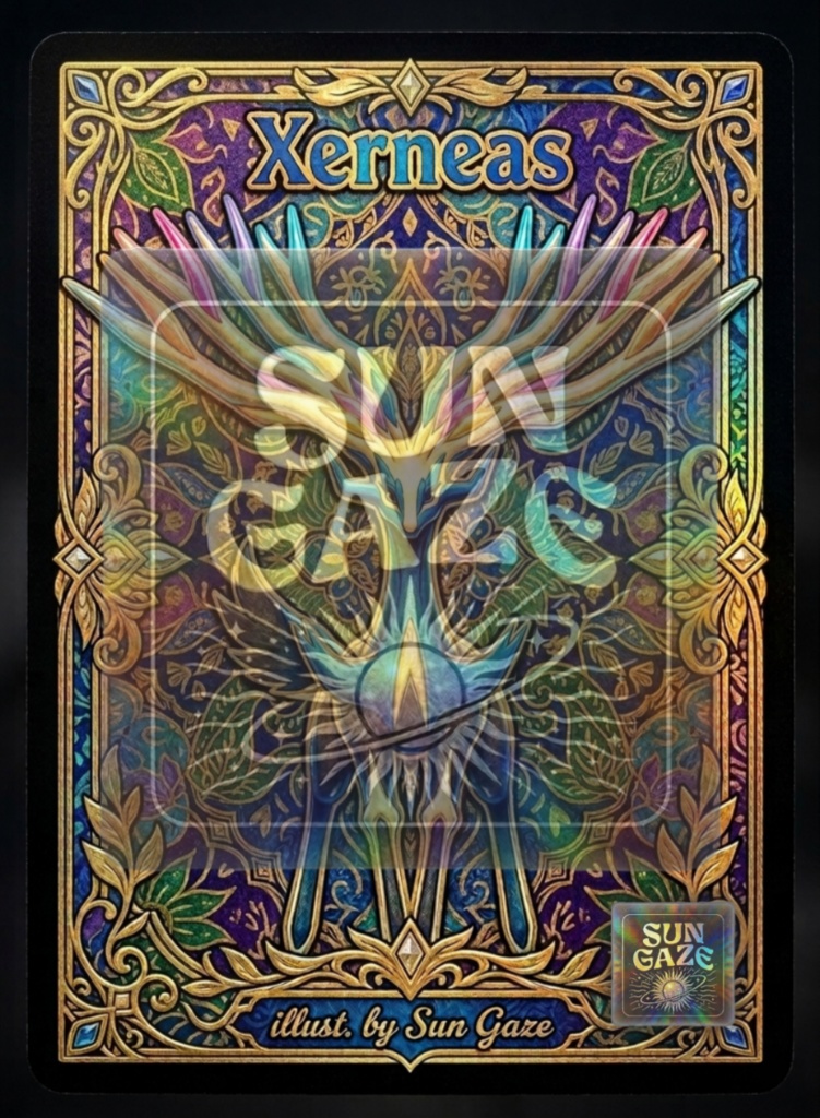 TCG Pokemon Xerneas - Digital Asset Trading Card Fan Art Custom