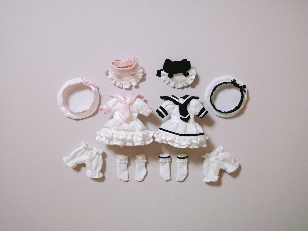 👚【 ピコニーモP & オビツ11 】ドール服 / セーラー服 エプロンワンピース