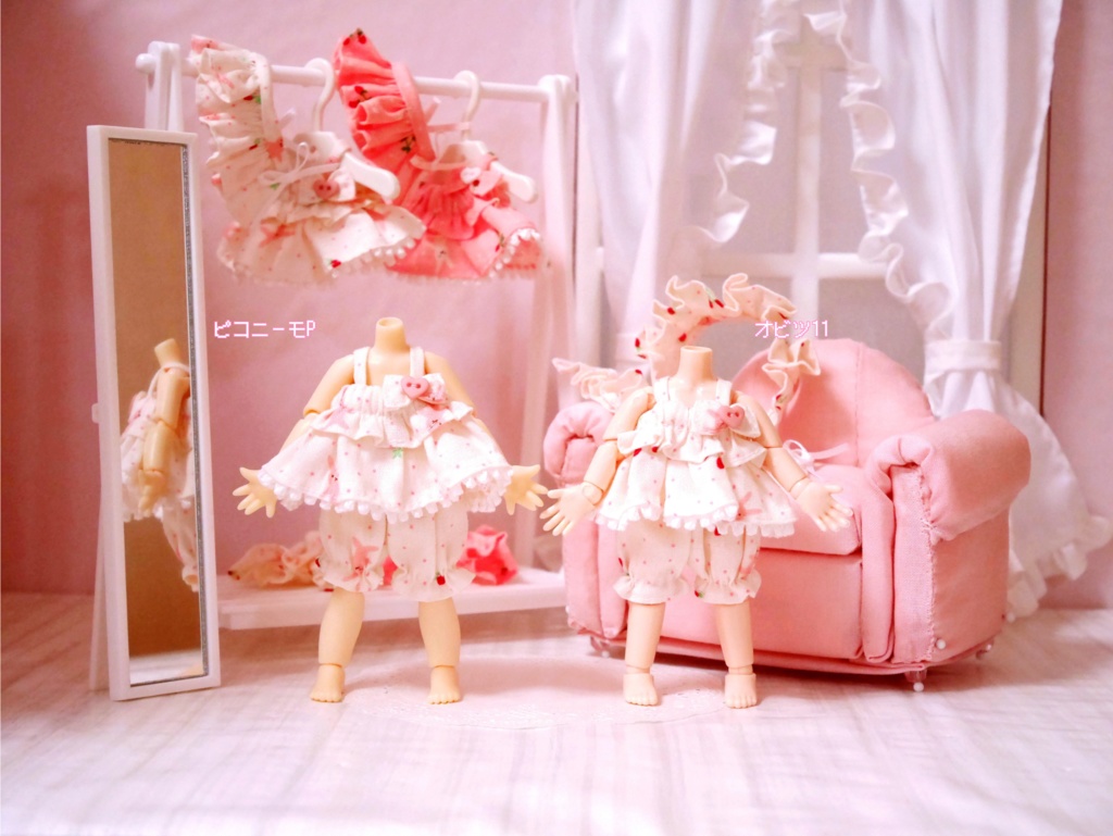 👚【 ピコニーモP & オビツ11 】ドール服 / リボンキャミソールセットアップ