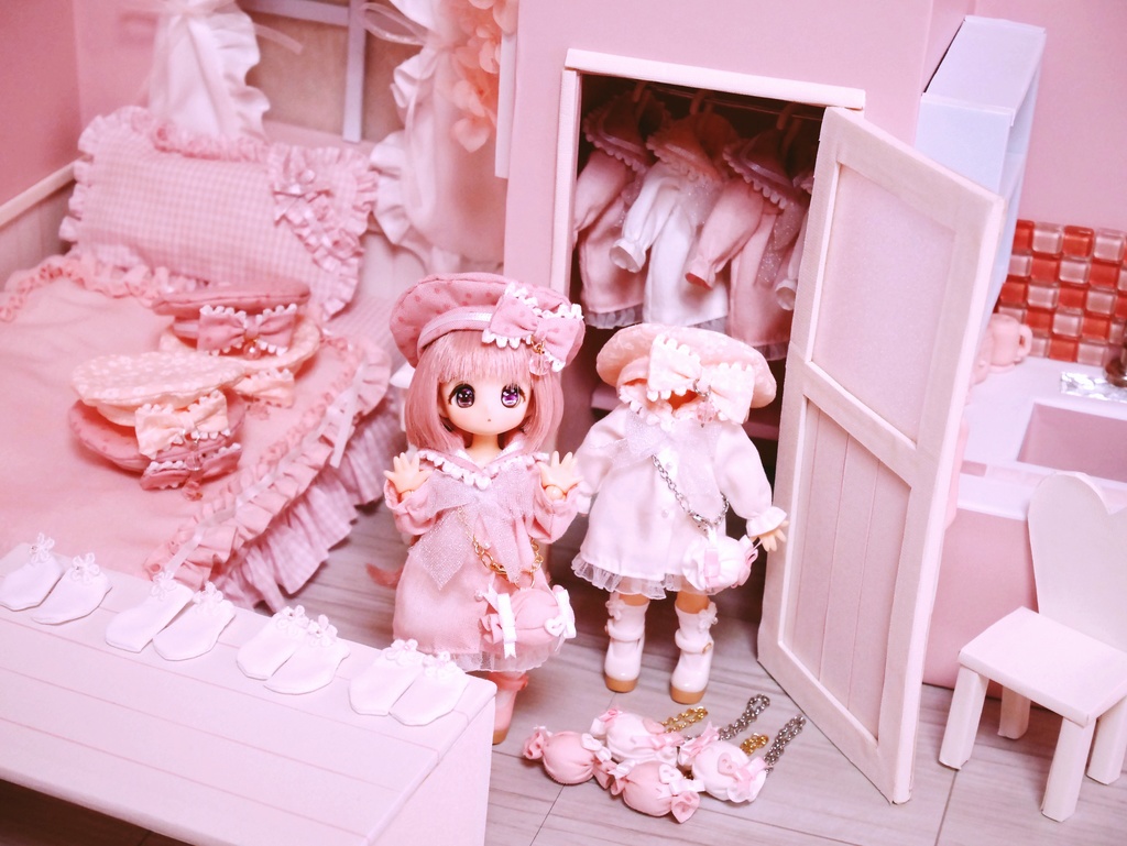 👚【 ピコニーモP & オビツ11 】ドール服 / キャンディリボンワンピース