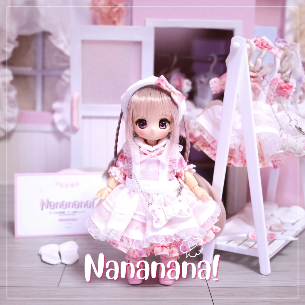 👚【 ピコニーモP & オビツ11 】ドール服 / 花柄エプロンドレス