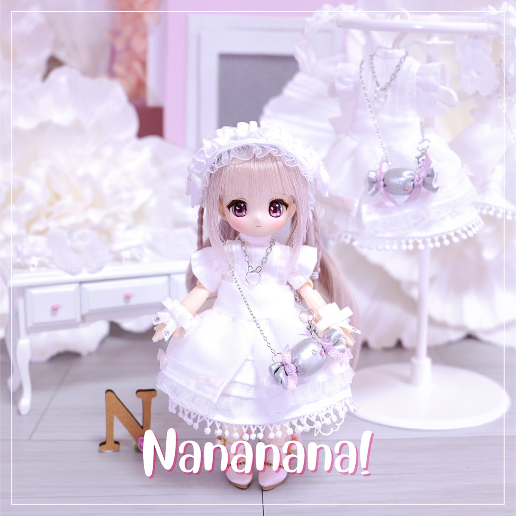 👚 ドール お洋服セット / ホワイトドレス【 ピコニーモP 推奨 ( オビツ11 ) 】