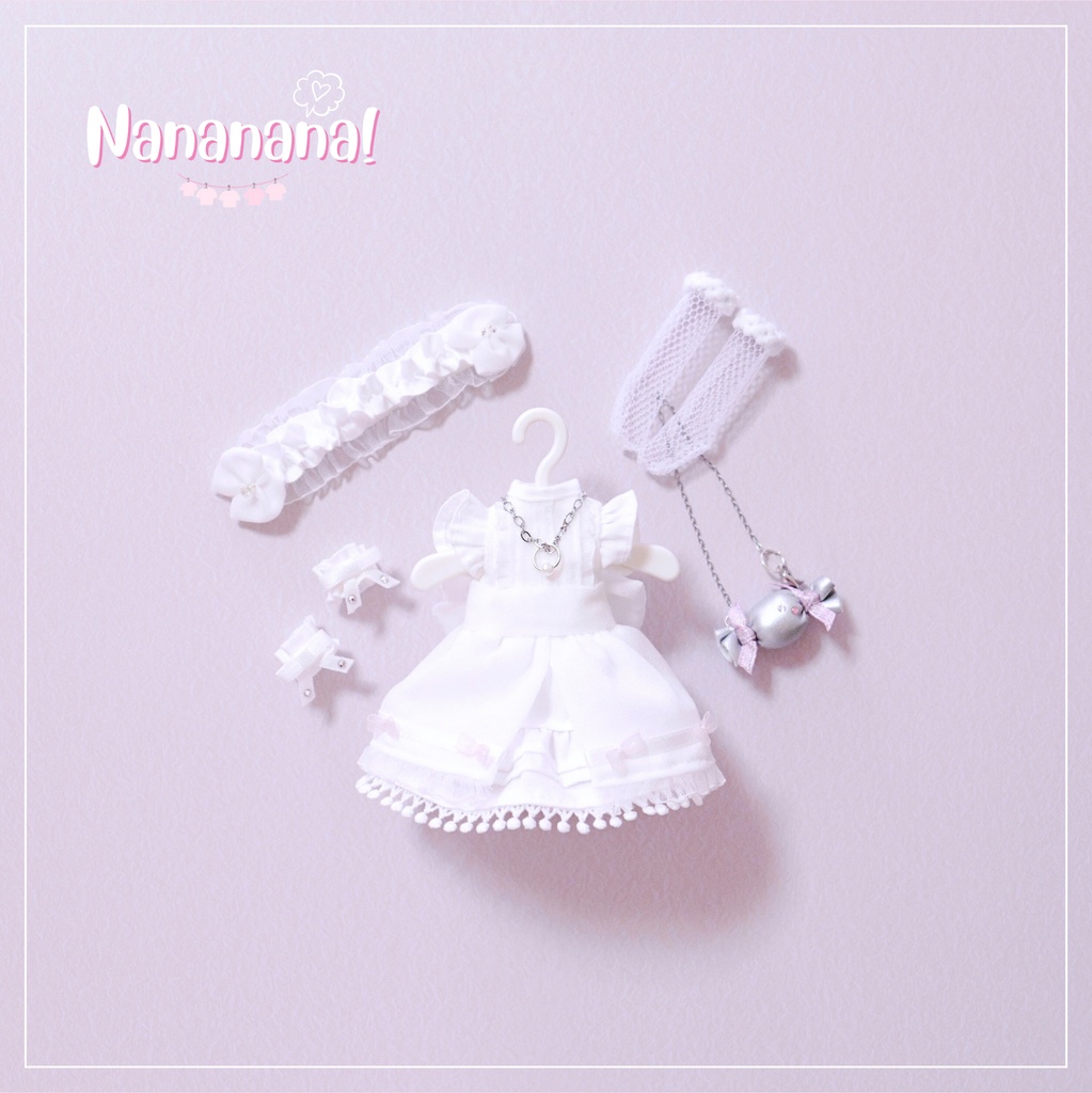 👚 ドール お洋服セット / ホワイトドレス【 ピコニーモP 推奨 ( オビツ11 ) 】