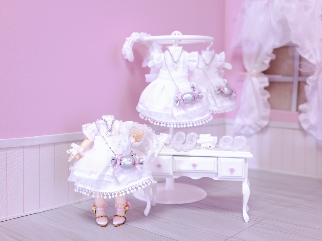👚 ドール お洋服セット / ホワイトドレス【 ピコニーモP 推奨 ( オビツ11 ) 】