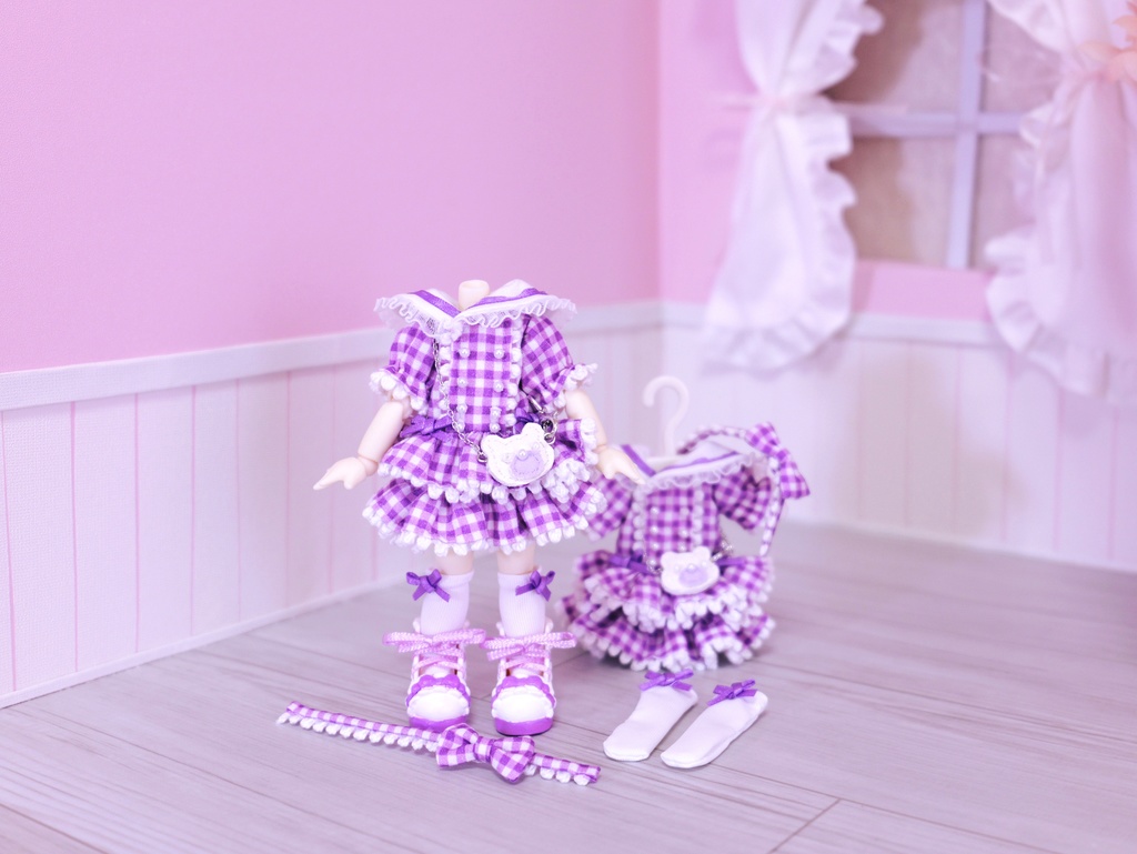 👚 ドール お洋服セット / ギンガムチェックのワンピース【 ピコニーモP 推奨 ( オビツ11 ) 】