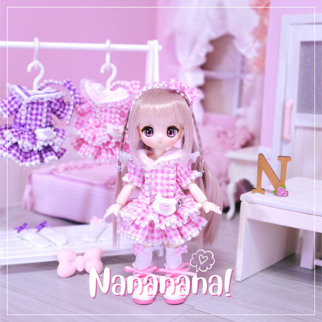 👚 ドール お洋服セット / ギンガムチェックのワンピース【 ピコニーモP 推奨 ( オビツ11 ) 】