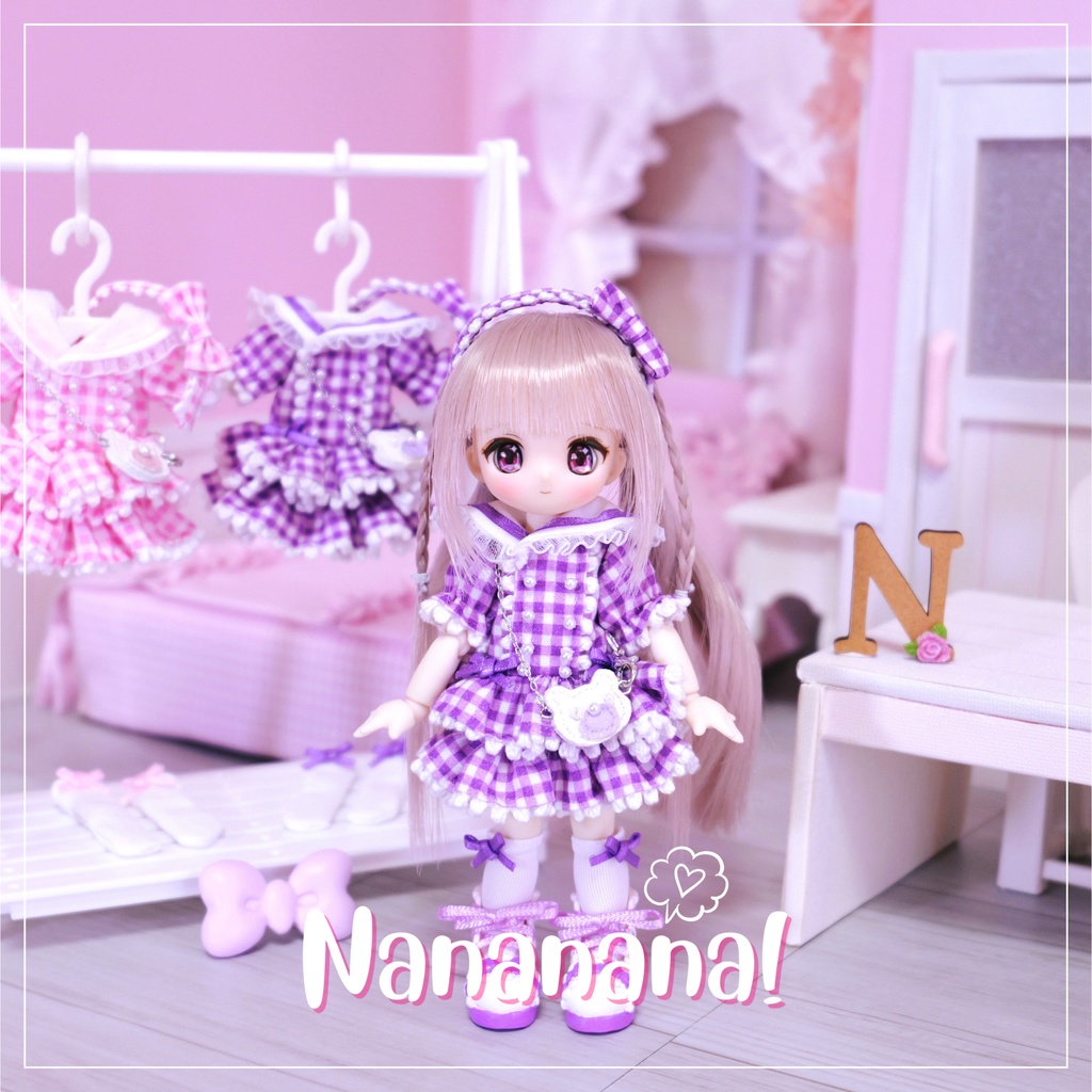 👚 ドール お洋服セット / ギンガムチェックのワンピース【 ピコニーモP 推奨 ( オビツ11 ) 】