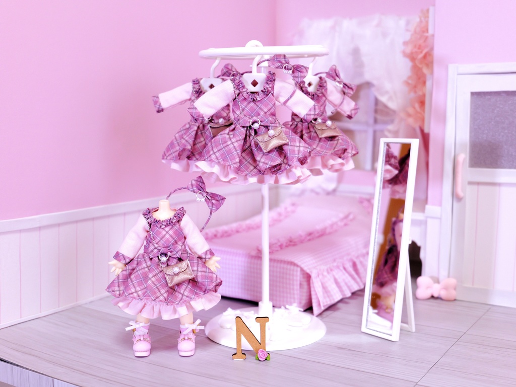 👚 ドール お洋服セット / ピンクリボンワンピース【 ピコニーモP 推奨 ( オビツ11 ) 】