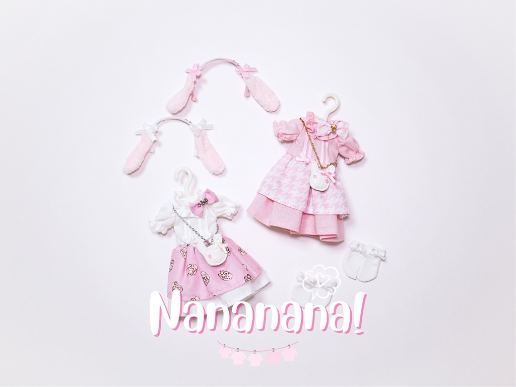 👚 ドール お洋服セット / うさリボンワンピース【 ピコニーモP 推奨 ( オビツ11 等 ) 】