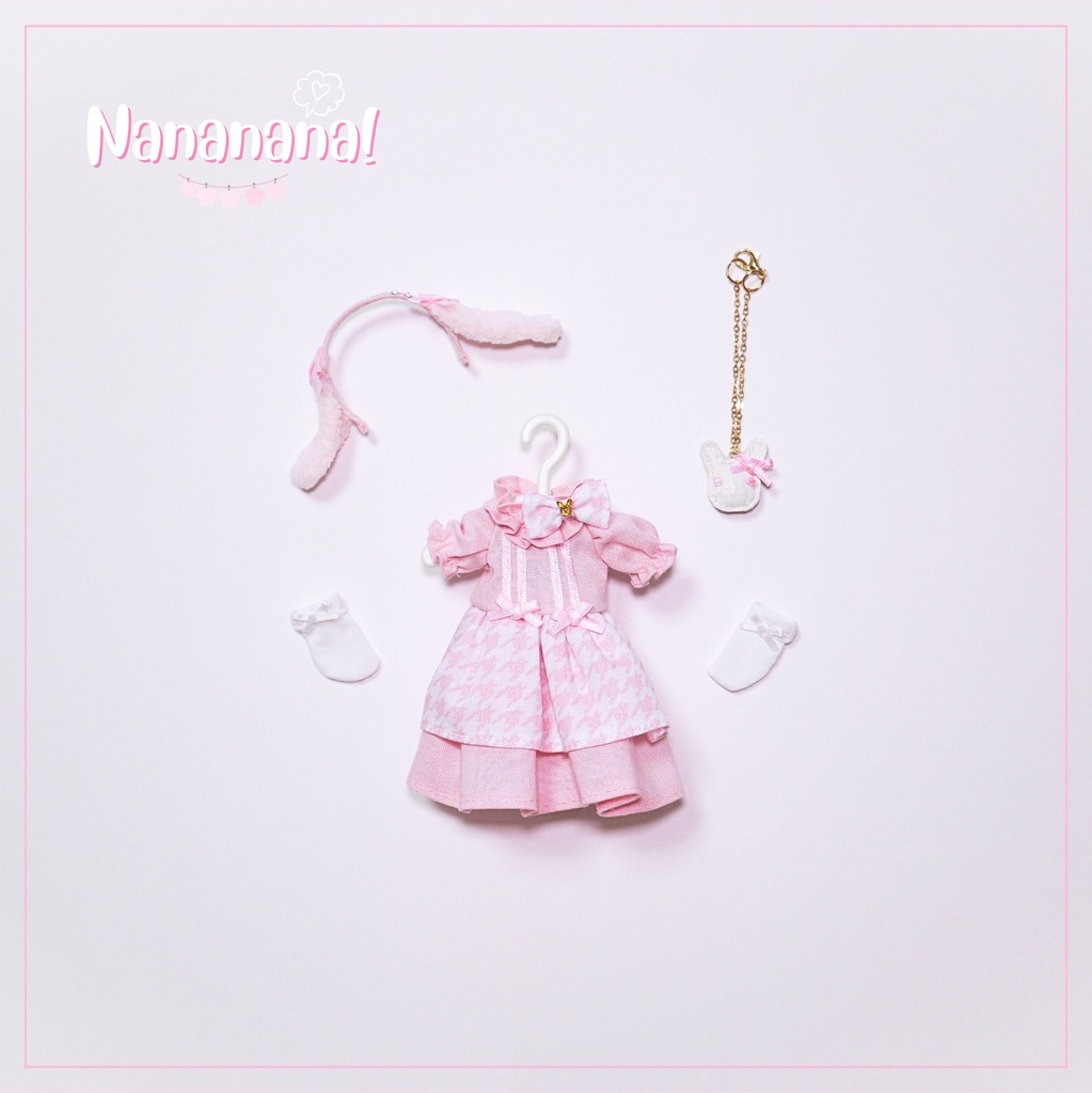 👚 ドール お洋服セット / うさリボンワンピース【 ピコニーモP 推奨 ( オビツ11 等 ) 】