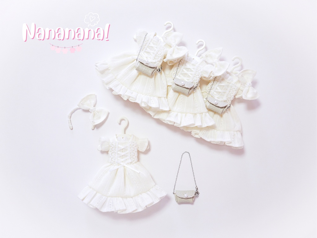👚 ドール お洋服セット / ホワイトサマードレス【 ピコニーモP 推奨 ( オビツ11 等 ) 】