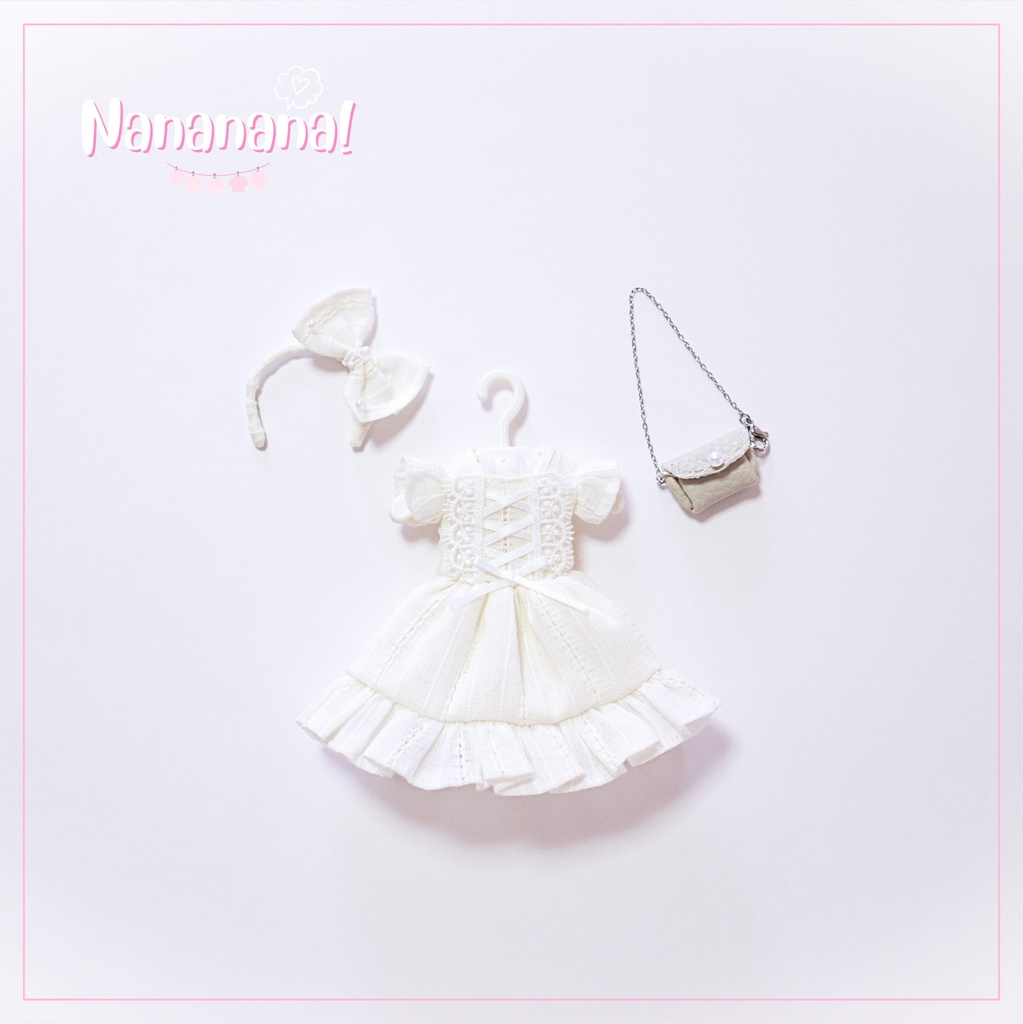 👚 ドール お洋服セット / ホワイトサマードレス【 ピコニーモP 推奨 ( オビツ11 等 ) 】