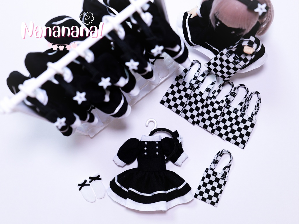 👚 ドール お洋服セット / ブラックワンピースセット【 ピコニーモP 推奨 ( オビツ11 等 ) 】
