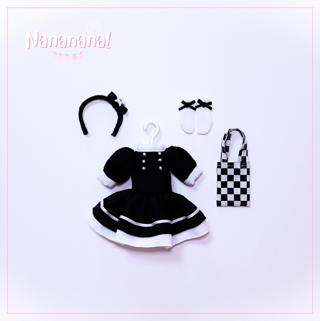 👚 ドール お洋服セット / ブラックワンピースセット【 ピコニーモP 推奨 ( オビツ11 等 ) 】