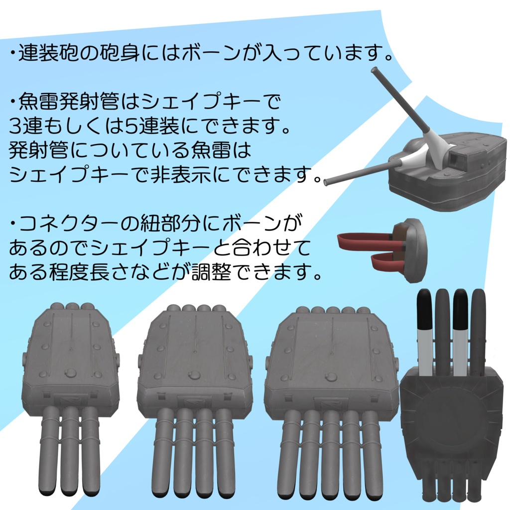 12.7㎝連装砲+61㎝魚雷発射管