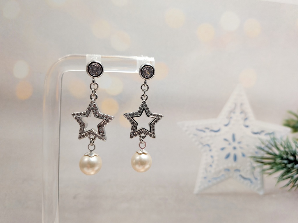 【12/24頒布開始予定】星とパールのピアス/イヤリング