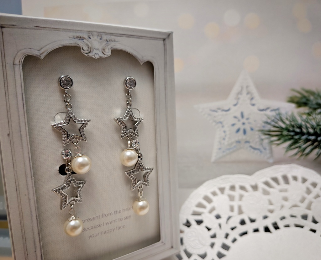 【12/24頒布開始予定】星とパールのピアス/イヤリング