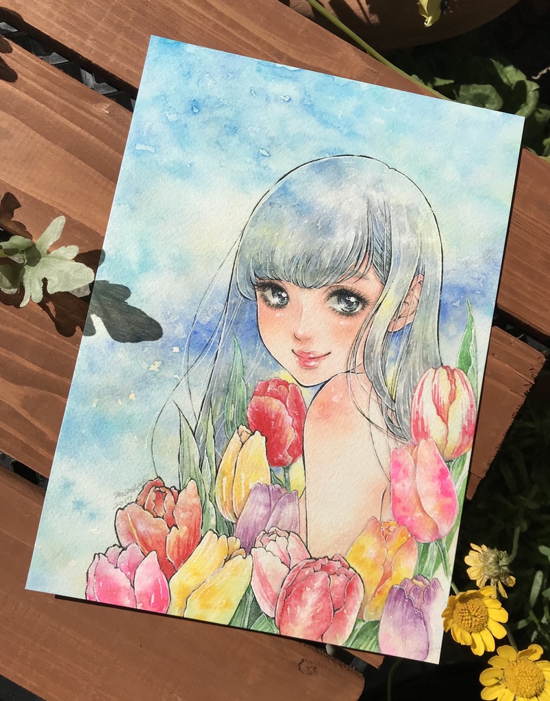 水彩原画「カラフルシンパシー」