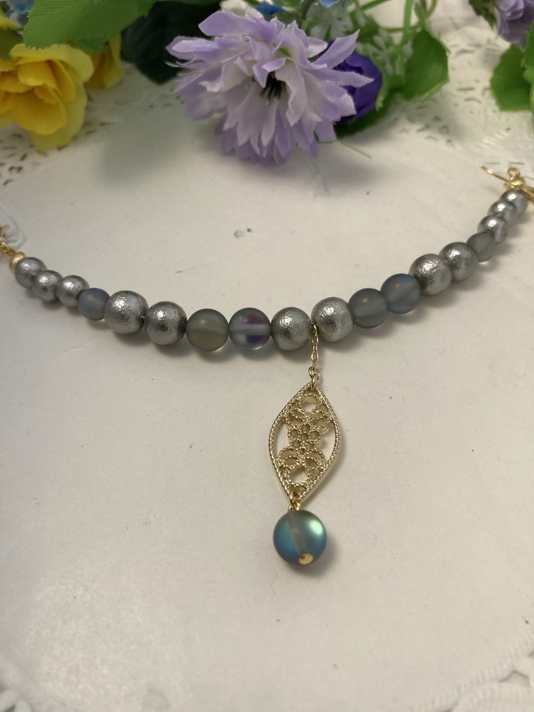 コットンパールとルナフラッシュのマスククリップ(グレー・金)