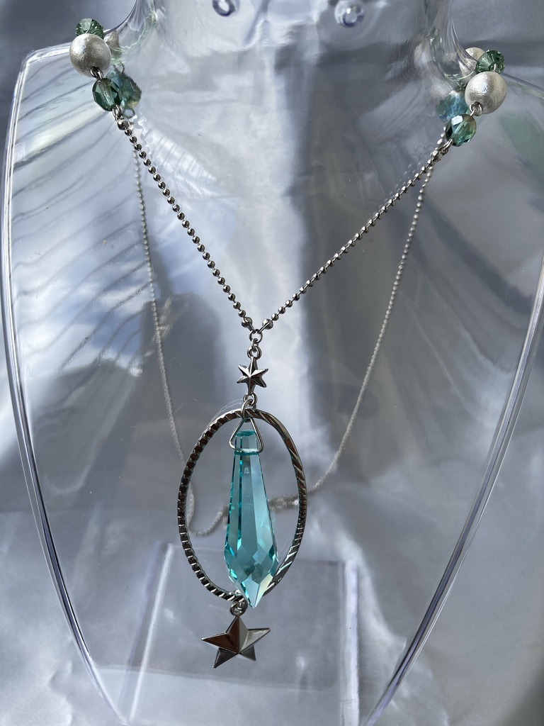 スターペンデュラムネックレス（銀、アンティークグリーン）